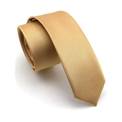 Image of JEMYGINS 2.4&quot; Gold Tie Silk Skinny Ties for Men Slim Necktie (6cm)