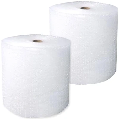 Image of Globe Packaging 2 Rolls of 500mm x 100m Large Bubble Wrap Roll with Small Air Bubbles Cushioning &amp; Protection for Moving House, Ecommerce and Storage