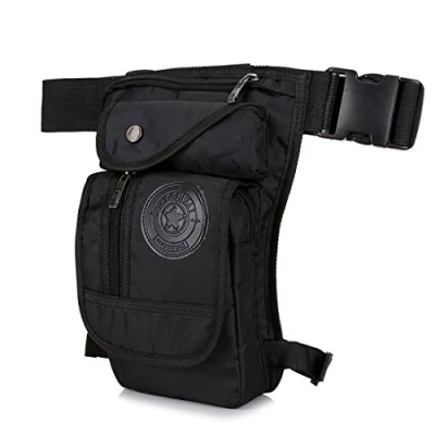 Image of Xieben Nylon Drop Leg Bag for Men Women Motorcycle Bike Hip Bum Belt Waist Fanny Pack Travel Outdoor Camping Tactical Hiking Cycling Crossbody Shoulder Pouch Black