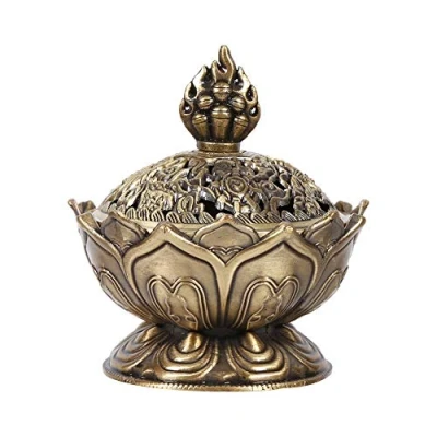 Image of Vintage Retro Incense Burner Smoke Aroma Holder Kiln Stove Backflow Home Decoration (S Bronze)