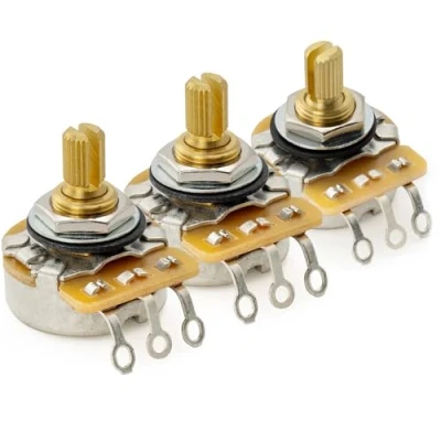 Image of CTS 450G A250Kx2+B250K Pots Brass Short Split Shaft 1/4 Inch 10% Audio Linear Taper Potentiometers for Electric Guitar Bass (Set of 2A1B)