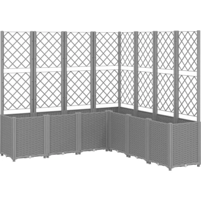 Image of vidaXL Garden Planter with Trellis Light Grey 160x160x140 cm PP