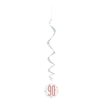 Image of Unique 84939 Number Hanging Swirl Decorations 32 Glittery Rosegold 6 Pcs, Rose Gold, Age 90