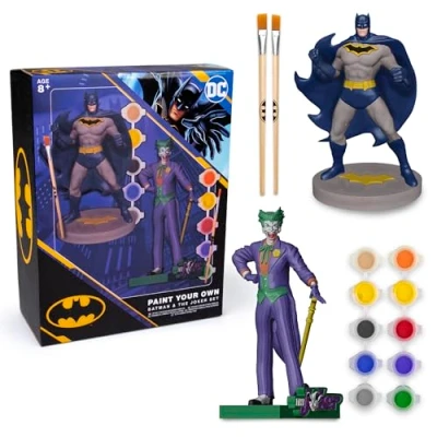 Image of abeec Batman and The Joker Set Paint Your Own Figures Includes Ten Paints Two Brushes Arts Crafts Activity for Kids Aged 8 Above