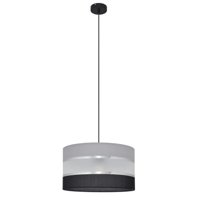 Image of Helen Cylindrical Pendant Ceiling Light Grey, Silver, Black 35cm