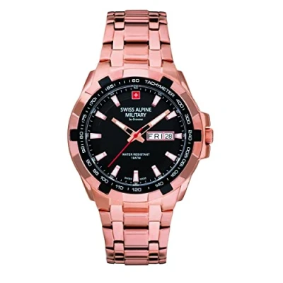 Image of swiss alpine military Men&#039;s Watch Analogue Quartz 7043.1 Stainless Steel, Pink/Pink/Black 1167sam, Bracelet