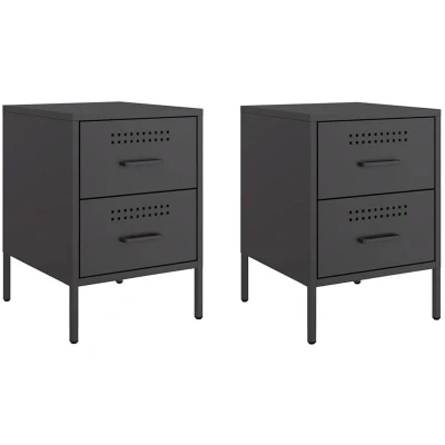 Image of vidaXL Bedside Cabinets 2 pcs Black 36x39x50.5 cm Steel