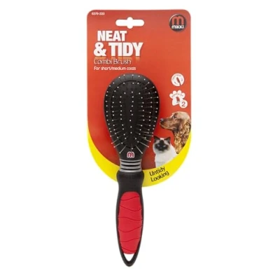 Image of Mikki Dog, Cat Combi Brush Removes Knots, Tangles 2 sided Nylon and Ball Pin for Small to Medium Pet