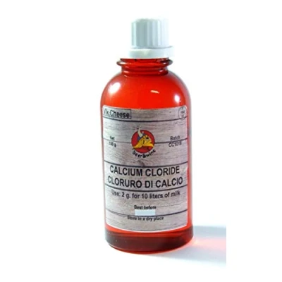 Image of Liquid Calcium Chloride 100ml for Cheese Making CaCl2 Rennet Lipase Culture Kit