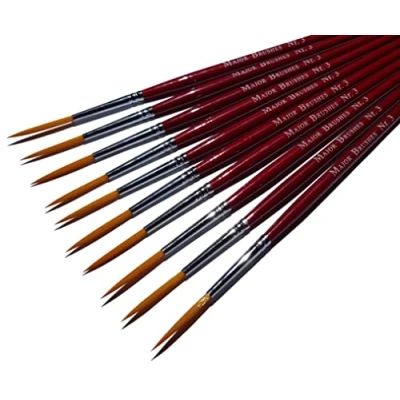 Image of Major Brushes Synthetic Rigger Brush Size 3 Pack of 10