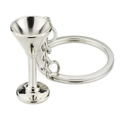 Image of ARFUKA Keyring Cocktail Glass Pendant Keychain Metal Key Ring Charm Jewellery Christmas Birthday Gift Chain Holder for Men and Women