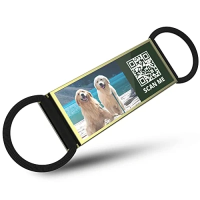 Image of DISONTAG QR Code ID Tags for Dog Photo Personalized Free Online Pet Profile Large Picture Display Modifiable Privacy Control No APP Required(23 * 58mm)