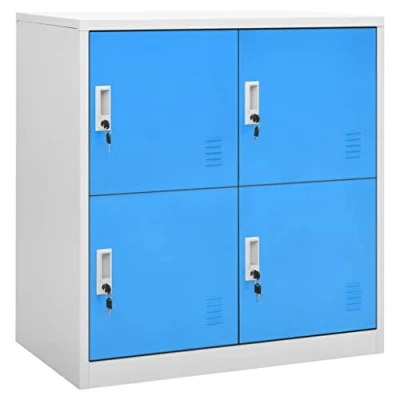 Image of vidaXL Modern Steel Locker Cabinet 9 Compartments Storage Organiser with Locks for Office and School Easy Assembly Light Grey Blue 90x45x92.5 cm