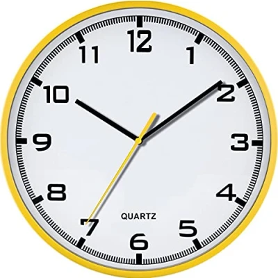 Image of MPM Quality Wall Clock, Yellow, 305 x 30 mm