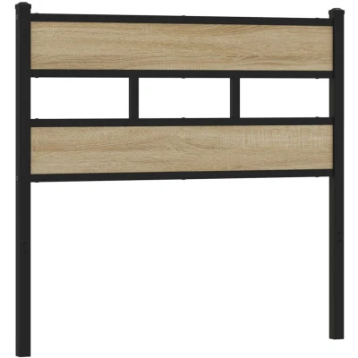 Image of vidaXL Headboard Bed Sonoma Oak 100 cm Iron/Engineered Wood Black/Sturdy Support