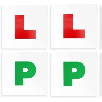 Image of fiXte Magnetic Vehicle L and P Plates 4 Pack. 2 x Included Car Lorry Motorcycle New Drivers Learner Passed Easy to Attach Remove