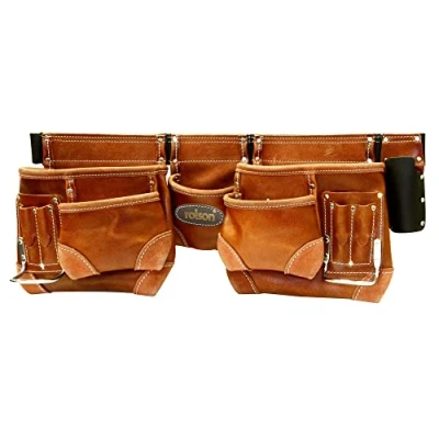 Image of Rolson 68878 Dual Tool Bag Leather Brown