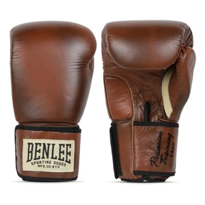 Image of BENLEE Leather Boxing Gloves Premium Training Brown/Black/Beige 14 oz