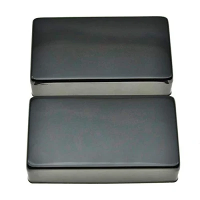 Image of KAISH Set of 2 Sealed Humbucker Guitar Pickup Covers Brass Cover No Holes Black