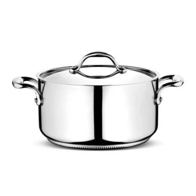 Image of Lagostina Accademia CASSERUOLA Fonda 2 Handles C/Lid CM.16 LT.1,5 Suitable for the INDUCTION Floor Bottom LAGOFUSION