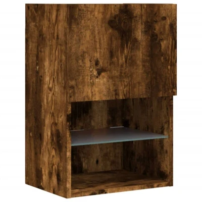 Image of vidaXL TV Cabinet with LED Lights Smoked Oak 40.5x30x60 cm