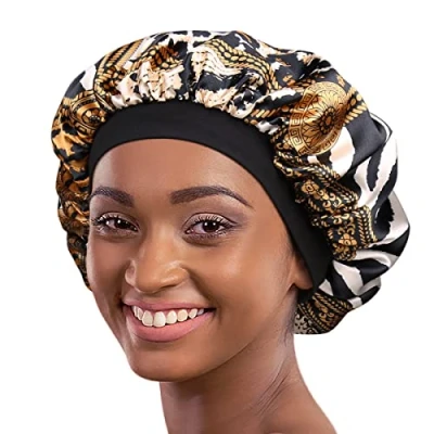 Image of Alnorm Satin Sleeping Cap for Girls Women Bonnet Turban Comfortable Headband Washing Face Slouchy Beanie