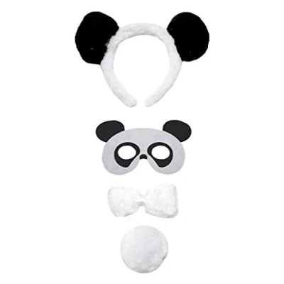 Image of Petitebelle Headband Bowtie Tail Mask 4pc Unisex Children Costume 1 5y (Panda)