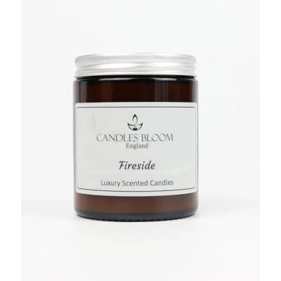 Image of Fireside 180ml Amber Jar Scented Candle 35 Hour Burn Time Eco &amp; Vegan Friendly