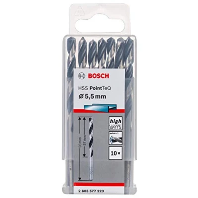 Image of Bosch Professional 10 Piece PointTeQ HSS Twist Drill Bit (for Metal, 5.5 x 57 93 mm, Driver Accessories)