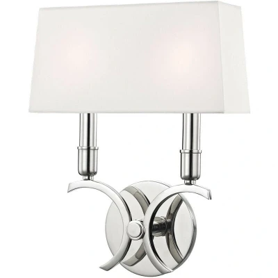 Image of Gwen 2 Light Small Wall Sconce Polished Nickel, Faux Silk