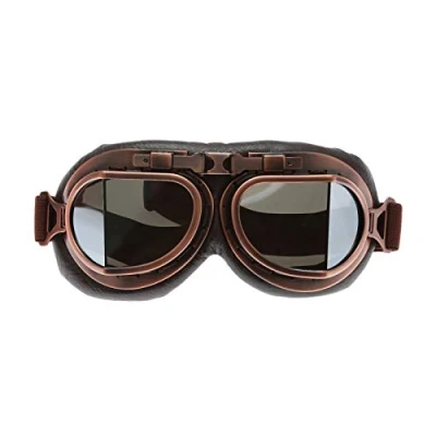 Image of Helmet Steampunk Vintage Goggles Sunglasses Eyewear for Outdoor Sports Motocross Racer Silver Len