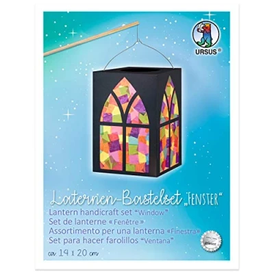 Image of Ursus 18880099 Lantern Craft Set Window 300 g/m² Approximately 14 x 20 cm Black Photo Cardboard Hanger 11 Sheets of Transparent Paper 42 Includes Instructions