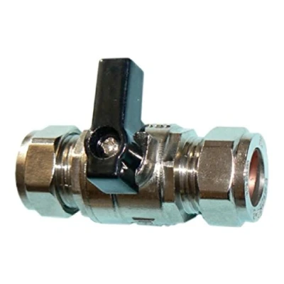 Image of Pack of 2 15mm Lever Operated Large bore Chrome Isolation Valve (Known as isolating Valve/Full / Full with Handle)
