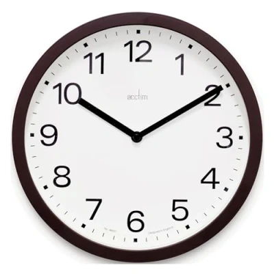 Image of Acctim Renhold Wall Clock Contemporary 25cm Kitchen/Living Room/Bedroom/Office (Soot)