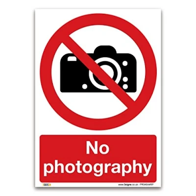 Image of No photography Sign A4 1mm Rigid Plastic Prohibition Safety Information