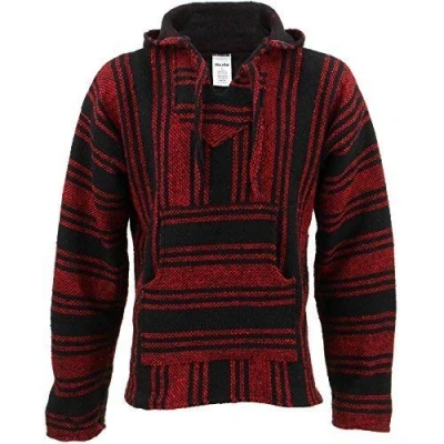 Image of Siesta Mexican Baja Jerga Hoody Red &amp; Black (X Large)