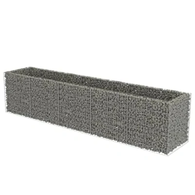 Image of vidaXL Gabion Raised Bed Rectangular Galvanised Steel Stone Basket Silver 450x90x100cm Garden, Patio Planter for Flowers &amp; Plants