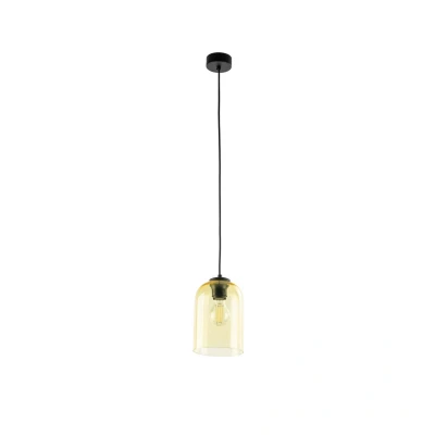 Image of Molly Slim Pendant Ceiling Light Black, Yellow 1xE27