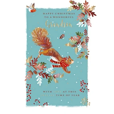 Image of Ling Design Wonderful Grandson Christmas Greeting Card The Wildlife Range Xmas Cards X14618J