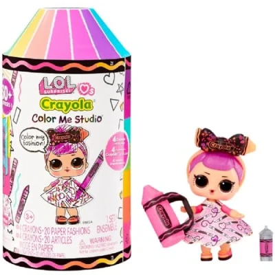 Image of L.O.L. Surprise Loves CRAYOLA Colour Me Studio with Collectible Tot Over 30 Surprises including Doll, Paper Dresses and 4 Crayons Art Playset in Crayon Capsule Packaging For Kids Ages 3+