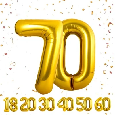 Image of Number Balloons 70,Gold 70 Balloon 40 Inch Giant Helium Foil for Boys Girls 70th Birthday Party Decor Anniversary Decorations Supplies