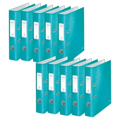 Image of Leitz Wow 1006 A4 50 mm Lever Arch File Ice Blue, Pack of 10