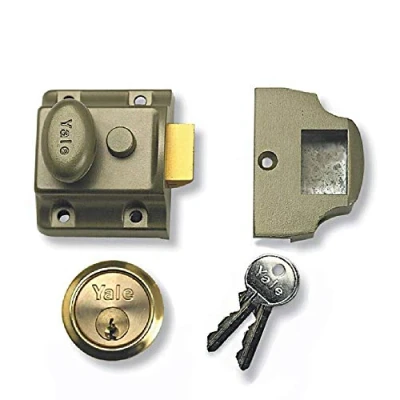 Image of Yale B 723 ENB PB 40 Deadlatch Nightlatch, Nickel Finish/Brass Cylinder, mm Backset