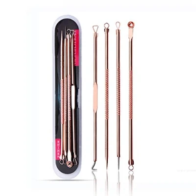 Image of ATOMUS 4 Pcs Pimple Popper Kit Spot Remover Extractor Tool Stainless Steel Acne Comedone for Face Nose Skin Care with Plastic Carrying Case