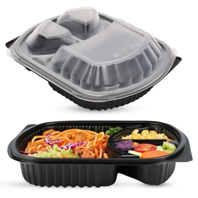 Image of CHEF ROYALE 5 Pack, 3 Compartment Meal Prep Containers Reusable BPA Free Food Storage with Lids Airtight Microwave Dishwasher Safe (5)
