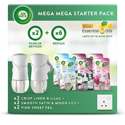 Image of Airwick Plug in Diffuser Bundle Kit, 2 Device &amp; 6 Refill (19ml), Long Lasting Fragrance, Lasts up to 300 days, Air freshener