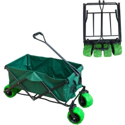 Image of KCT Folding Garden Trailer with Liner/Bag Pull Along Collapsible Wagon Cart