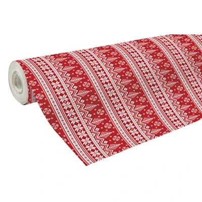 Image of Clairefontaine Ref 201341C Christmas Alliance Long Roll Wrapping Paper (Single Roll) 70cm Width x 50m Length, 60gsm Red Scandinavian Design
