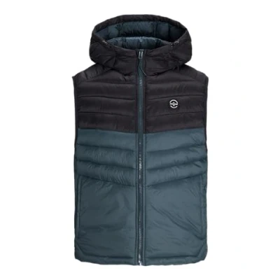 Image of JACK &amp; JONES Men&#039;s Jjesprint Bodywarmer Hood Vest, Magical Forest/Detail:Black Blocking, XS