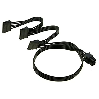 Image of Zahara Modular Power Cable Connector Supply PCI e 6 Pin to 3X 15 PSU SATA Hard Drive AC Adapter for Seasonic